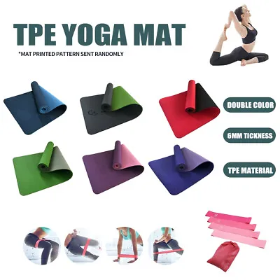 $16.99 • Buy TPE Yoga Mat Eco Friendly Exercise Fitness Gym Pilates Non Slip Dual Layer