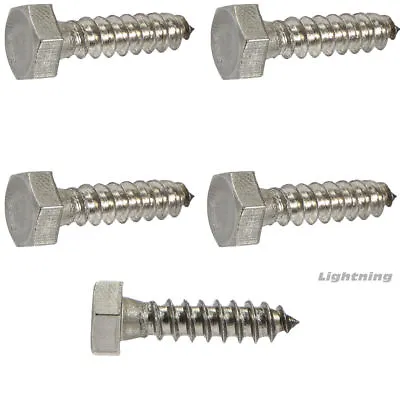 3/8 X 5-1/2  Lag Bolts Hex Head Stainless Steel Heavy Duty Wood Screws Qty 10 • $22.82