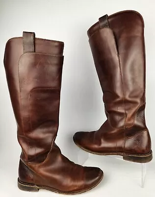 Frye Paige Riding Boots 8 Cognac Brown Leather Knee High Equestrian 77535 • $52.50