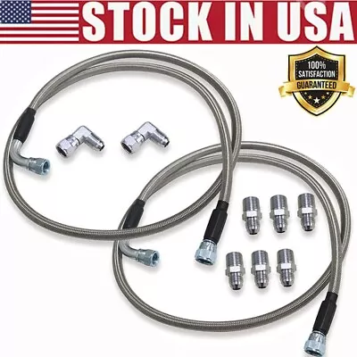 52  SS Braided Transmission Cooler Hose Lines Fittings Kits TH350 700R4 TH400 • $31.95