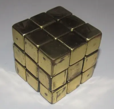 Vintage Playable Rubix Cube Brass Metal 3X3 Rare Estate Find Free Ship • $4499