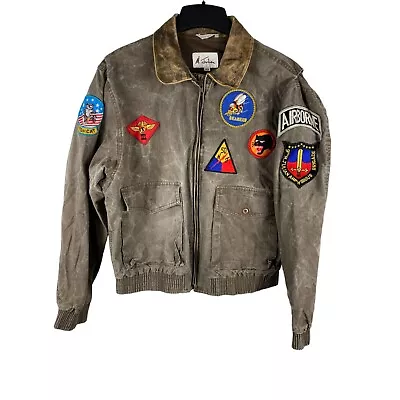 Vintage M.Julian Airborne Seabees Tomcat Patches Bomber Jacket Size 42 A344 • $64.35