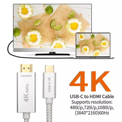 $25.64 • Buy MacBook Pro Air 2020/2019,iPad Pro 2020,Surface Book 2,Galaxy S20 To 4K TV Cable
