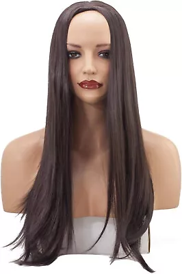 2 X Half Wig 3/4 Wig Fall Clip In Hair Long Medium Brown Straight 22  • £16.99