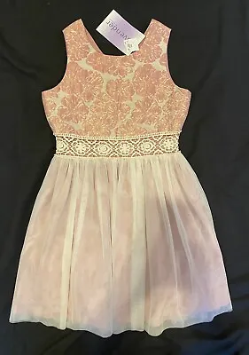 NWT Lavender By US Angels 12 Dress Party Wedding Pink Gold Jacquard Tulle Skirt • $19.99