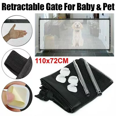 Safe Nets Fence Portable Pet Magic Mesh Dog Cat Gate Door Barrier Guard Install • £8.97