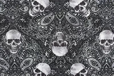 Skull Fabric Halloween Fabric Gothic Horror Fabric Quilting Fabric Cotton  • £8