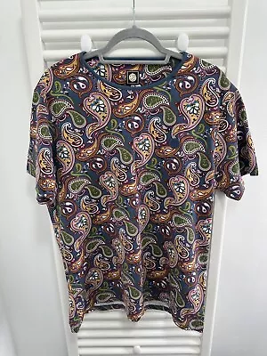 Pretty Green Vintage Retro Paisley Print T-Shirt Size L Liam Gallagher Festival • £25