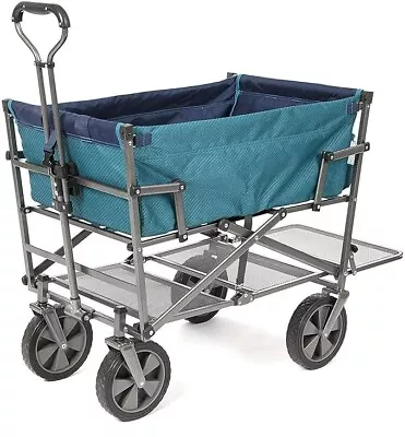 MacSports Double Decker Wagon Carts Heavy Duty Foldable Outdoor Collapsible Cart • $131.72