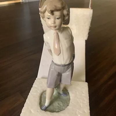 $100 • Buy RARE - Lladro #6813 Figurine “Little School Boy” 9.7  Tall With Original Box