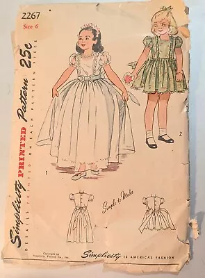 Vintage Simplicity Printed Sewing Pattern 1947 Girls Dresses 2 Styles Size 6 • $14.99