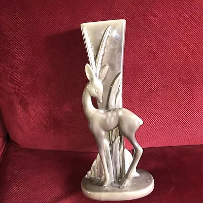 Vintage MCM Gazelle Antelope Royal Haeger Vase Taupe R707 Art Deco • $39.99