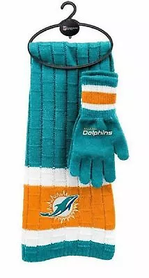 Miami Dolphins NFL Unisex NFL Scarf And Glove Gift Set By Little Earth New • $11.50