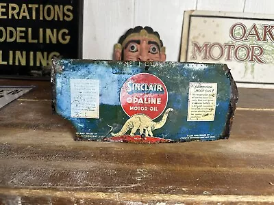 Vintage Sinclair Motor Oil Can Quart Metal White Dino Gas Station Store Graphic • $85