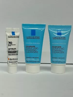 3x La Roche-Posay Toleriane Purifying Foaming Cleanser & Sunscreen Travel Size • $22.99