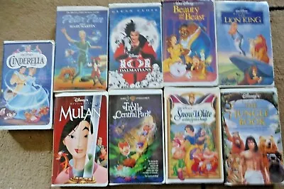 Disney VHS Video Cassette Tapes Lot Of 9 Disney MoviesCinderellaSnow WhiteBea • $7