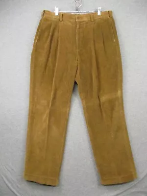 Brooks Brothers Corduroy Pants Mens 36x30 Brown Straight Trouser Pleated Cuffed • $15.86