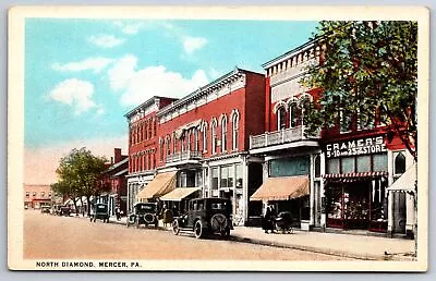 Mercer Pennsylvania~North Diamond~Downtown Shopping~Cramers~1920s PC • $13