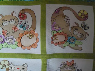 6 Cats Blocks Quilt As You Go Quilted On Embroidery Machine Size 33''x 24'' • $45
