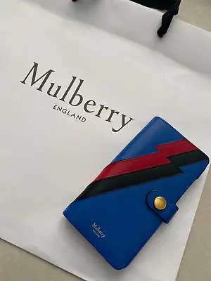 New : MULBERRY Apple IPhone X Leather Flip Case Blue With Cr Card Slips : New • £24.99