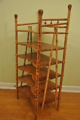 Vintage English Tortoise Shell Bamboo Etagere Shelf • $450