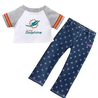 American Girl Doll NFL Miami DOLPHINS FAN TEE + STARRY JEGGINGS Football Outfit! • $85.63