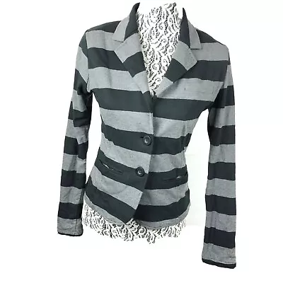 I Love H81 By Forever 21 Womens Black Gray Striped Blazer Jacket Sz S Cotton 31P • $16.10