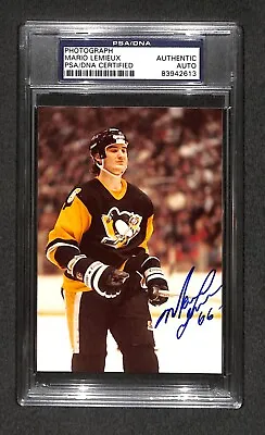 Mario Lemieux  SUPER MARIO  Signed Autographed Vintage Rookie Year Photo PSA/DNA • $299.99