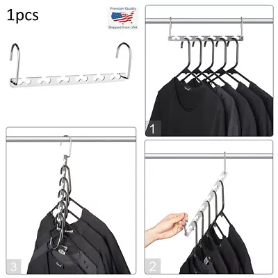 Metal Hanger Space Saving Hanger Magic Rack 6x2 Loop Slots Closet Organizer • $7.29