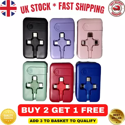 3 In 1 Retractable USB Charger Data Cable W/ Phone Stand Type C Micro USB Cable • £3.99