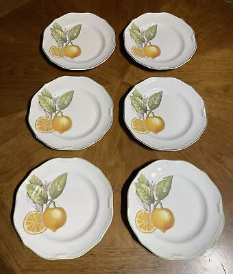 Set Of 6 Villeroy & Boch CASCARA Salad Dessert Plates Fine China Germany Lemons • $249.98