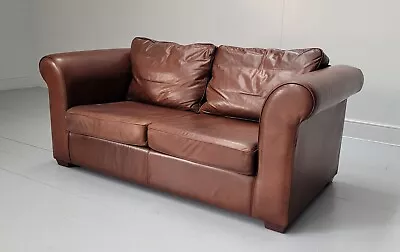 Superb Cond. Laura Ashley 'Burgess' Sofa 190cm Brown Leather RRP £1800+ • £695