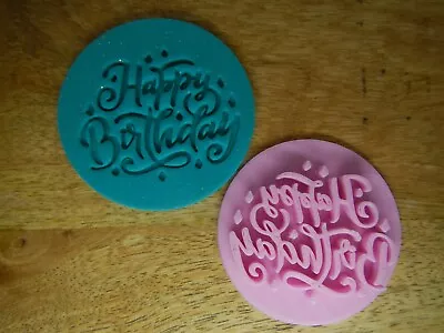 Happy Birthday Cookie Stamp Fondant Embosser Cupcake Topper Party Celebration • $7.95