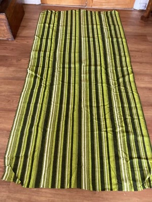 £4.99 • Buy Vintage Fabric Remnant 224 X 114cm Multi Green Stripe Funky 70s Retro