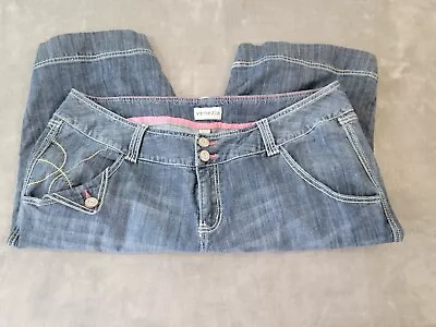 Venezia Womens Shorts 22 Jeans Wide Leg Medium Blue Denim High Waisted  Zip Fly • $24.99