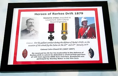 A4 Framed Medal Display LIEUTENANT JOHN CHARD Hero Rorke's Drift War + Zulu DVD • £64.99