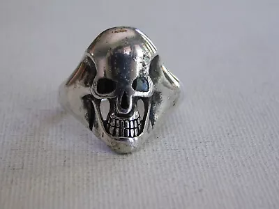 Vintage 1989 Black Eye Skull Biker Ring Sz 12.25 • $52