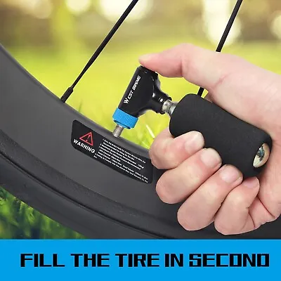 WEST BIKING Bike Bicycle Fast CO2 Tyre Inflator Pump Schrader Presta Valve Blue • £14.36