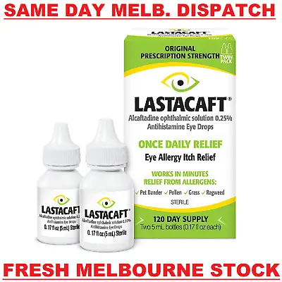LASTACAFT Once Daily Itch Relief - Allergy Eye Drops + Antihistamine 2 X 5mL 2PK • $59.95