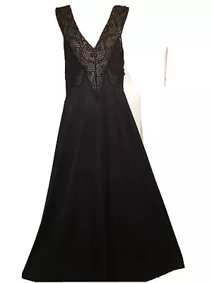 Rare Val Mode Black Vintage Lace NIGHTGOWN M • $42