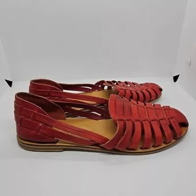 Ecote Red Leather Huarache Sandals Size 10 • $24.75