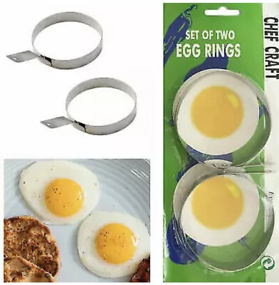 2xMetal Egg Frying Ring Perfect Pancake Circle Round Fried Poach Kitchen Mould • £2.89
