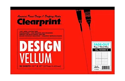 Clearprint Vellum Pad With 4x4 Fade-Out Grid 11x17 Inches 16 LB 60 GSM 10... • $51.99