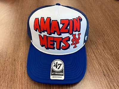 New York Mets 47 Retro Foam Front Trucker Hat Snapback Mesh Back Cap Amazin $35 • $25