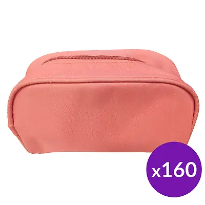 Coral Pink Polyester Cosmetic Make-Up Wash Bag With Zipper Bulk Case Of 160 Bags • £229