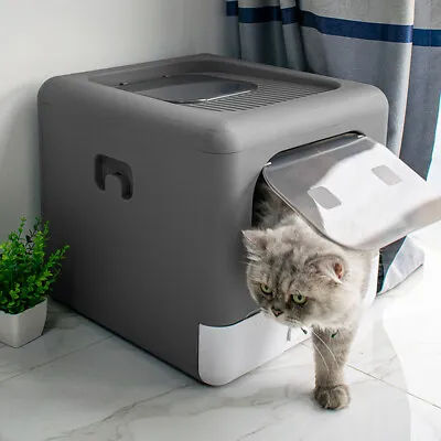 Large Cat Litter Box Self Cleaning Cat Pan Drawer Anti-Splashing Cat Potty Tray • £20.95