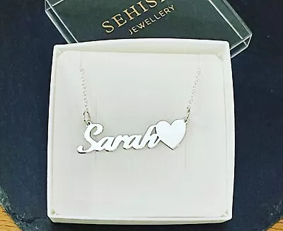 Personalised 925 Sterling Silver Name Necklace With Heart British Handmade Gift • £21.50