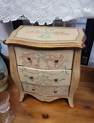 Miniature 3 Drawer Mini  Chest Of Drawers Jewelry Box Wooden Painted  • $100