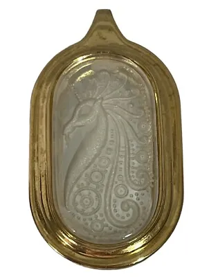 Vintage Gold Tone Intaglio Reverse Cameo Lucite Unicorn Pendant For Necklace  • $49