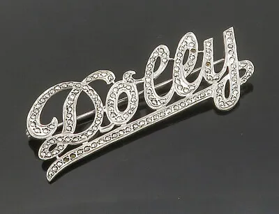BRANDT 925 Sterling Silver - Vintage Sparkling Dolly Name Brooch Pin - BP6312 • £54.42